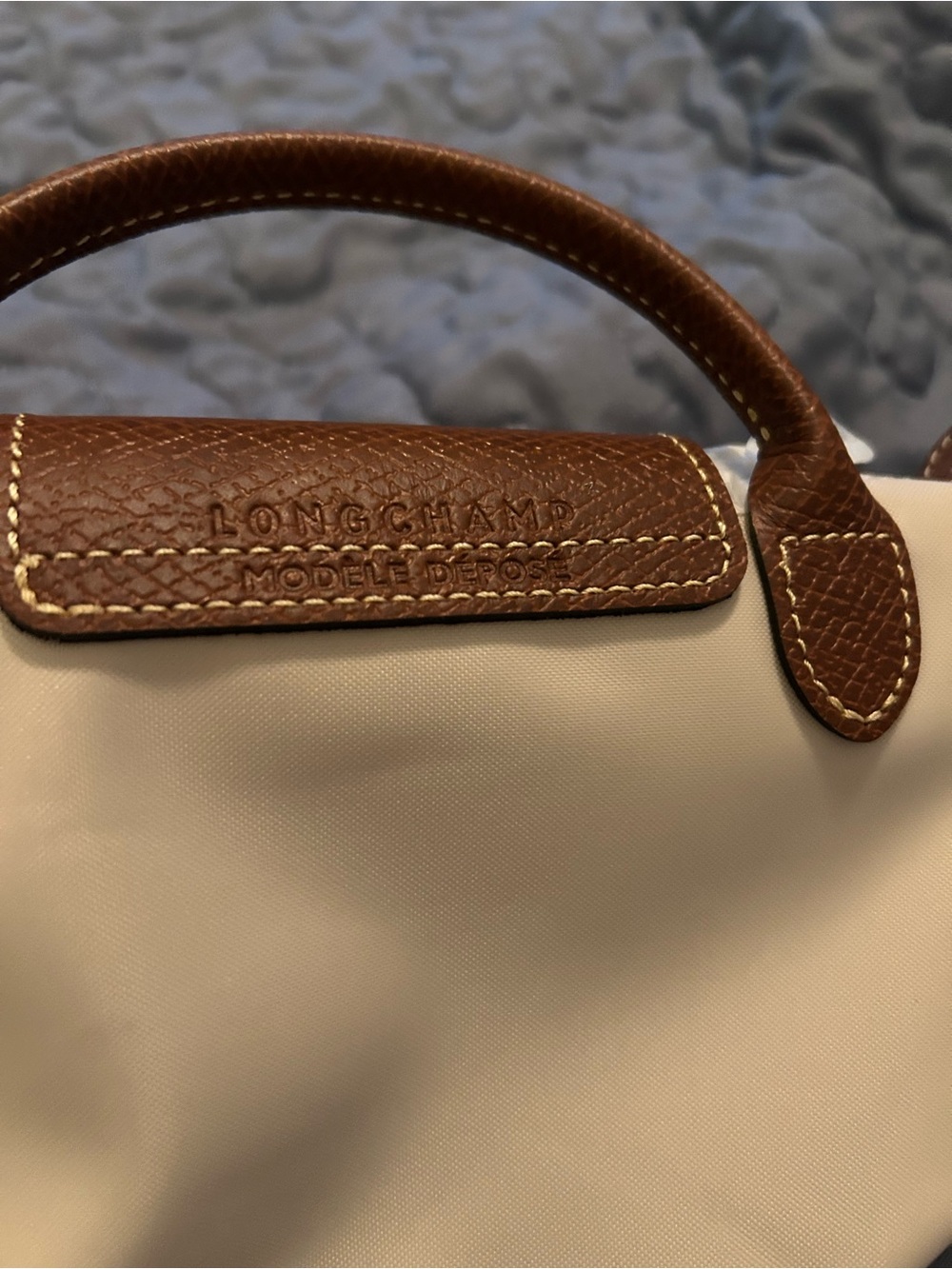 Longchamp Mini Le Pliage Top-Handle Bag in Cream and Brown - Picture 2 of 7